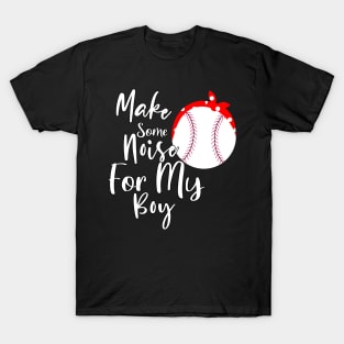 Make Some Noise For My Boy Design, Football Mom Gift, Red Bandana Baseball Gift For Antie T-Shirt